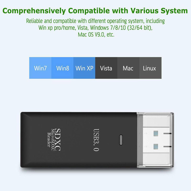 2 in 1 USB 3.0 Micro SD SDXC TF T-Flash Memory Card Reader Adapter High Speed US