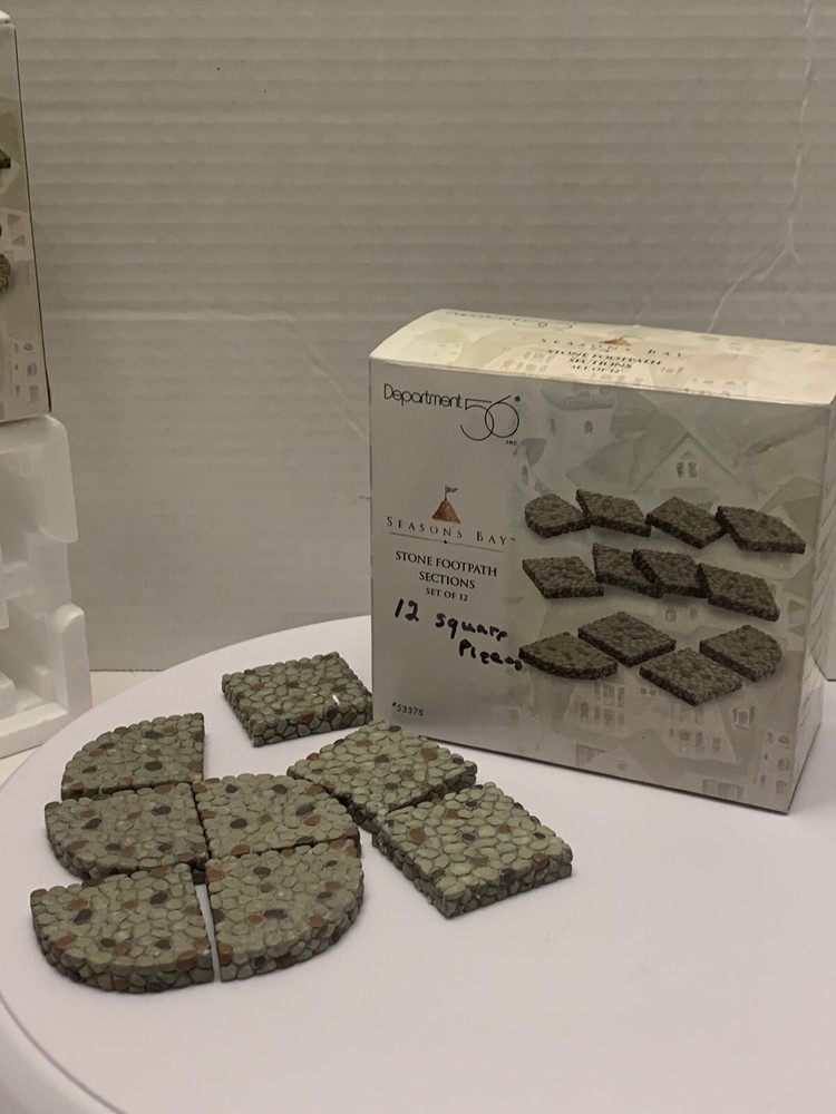 Dept56 Stone Footpath Sections, 5 Curved, 3 Squares. Has Original Box. Used.