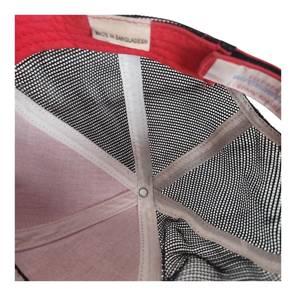 TOYOTA EMBLEM HAT CAP RED BLACK DISTRESSED MESH BACK PATCH