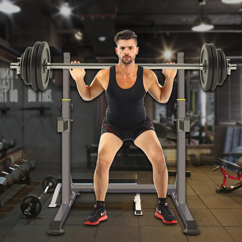 Adjustable Squat Rack,Multi-Function Barbell Rack for Weight Lifting and Home Gy