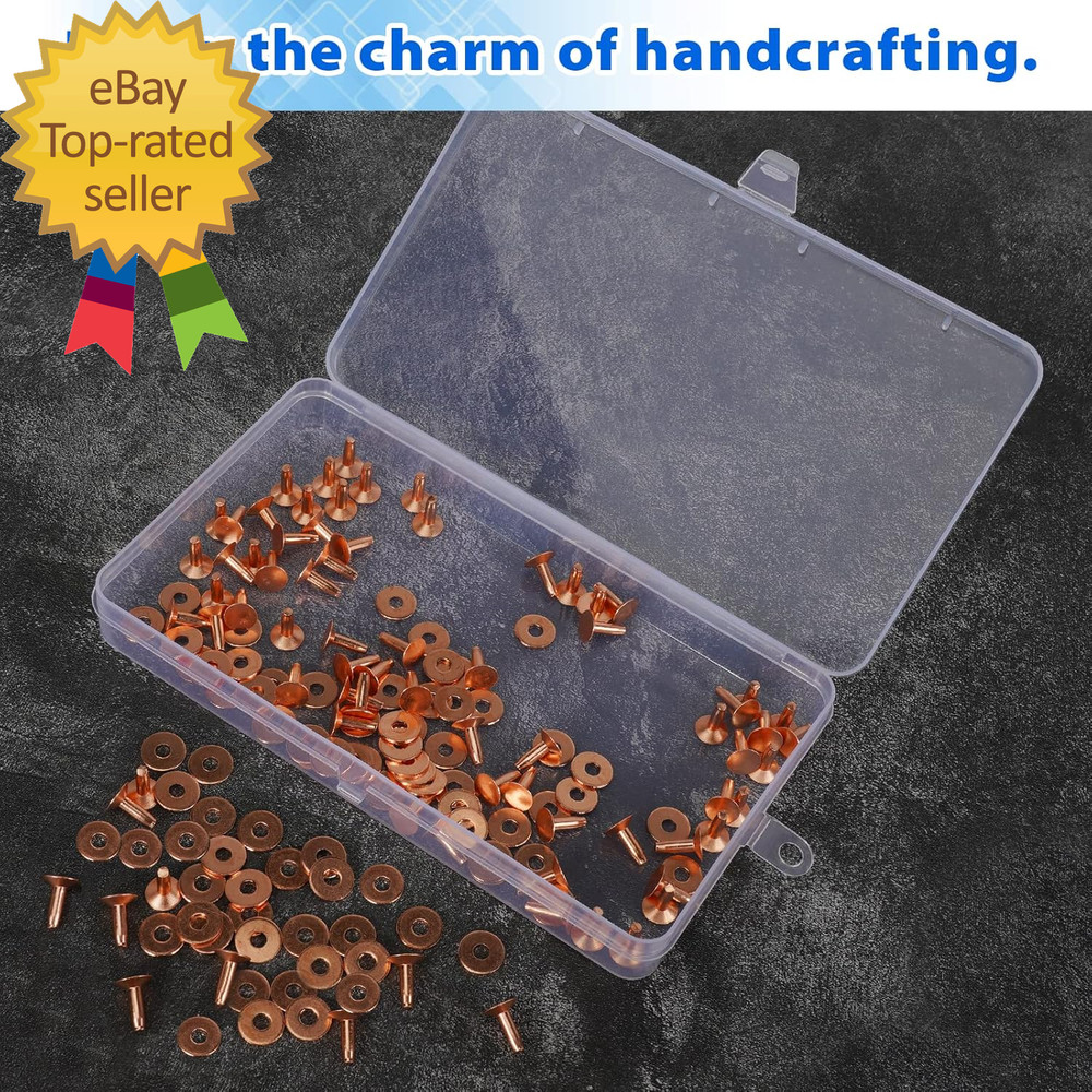 154Pcs Copper Rivets for Leather #12 Smooth Leather Rivets without Pattern Pure
