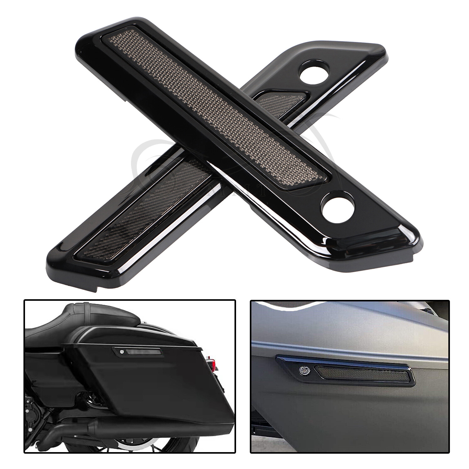 Black Saddle Bag Hinge Latch Covers For Harley Touring Road Street Glide 14-23