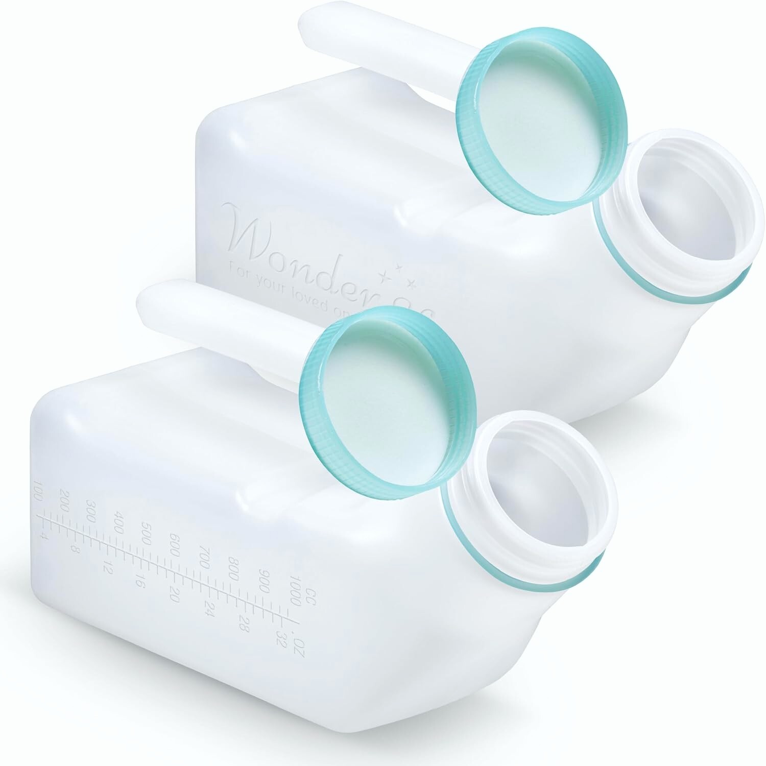 Urinals for Men (2 Pack) Spill Proof with Glow in The Dark Screw Cap