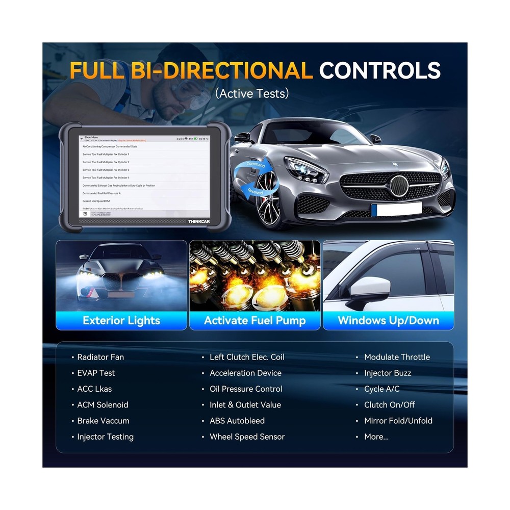 THINKSCAN 689BT Bidirectional OBD2 Scanner Endoscope Camera 3000+ Tests CANFD