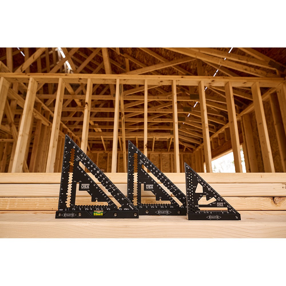 Stiletto STSQ7-L 7" Carpenter Square with Level Aluminum Black