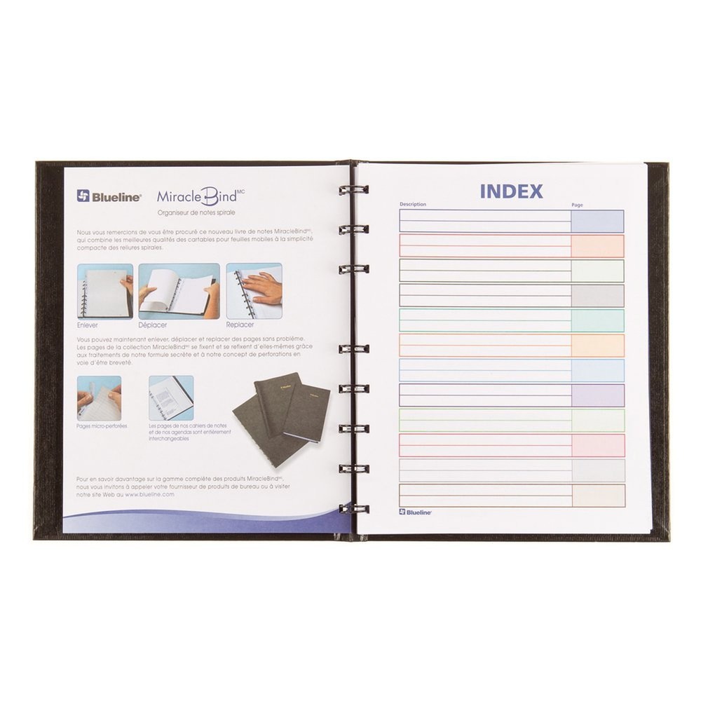 Blueline MiracleBind™ Notebook, Lizard-Like Hard Cover, 150 Repositionable