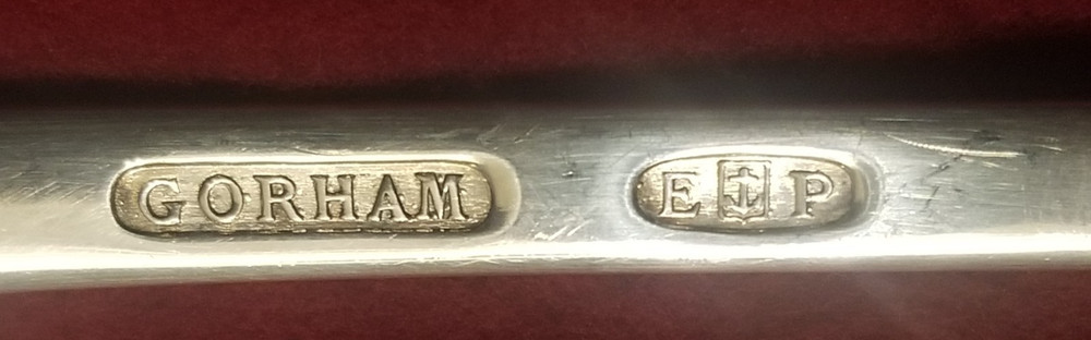 GORHAM Silverplate Serving Salad Set 12" ROCHAMBEAU Lt Gov JABEZ BOWEN 1780