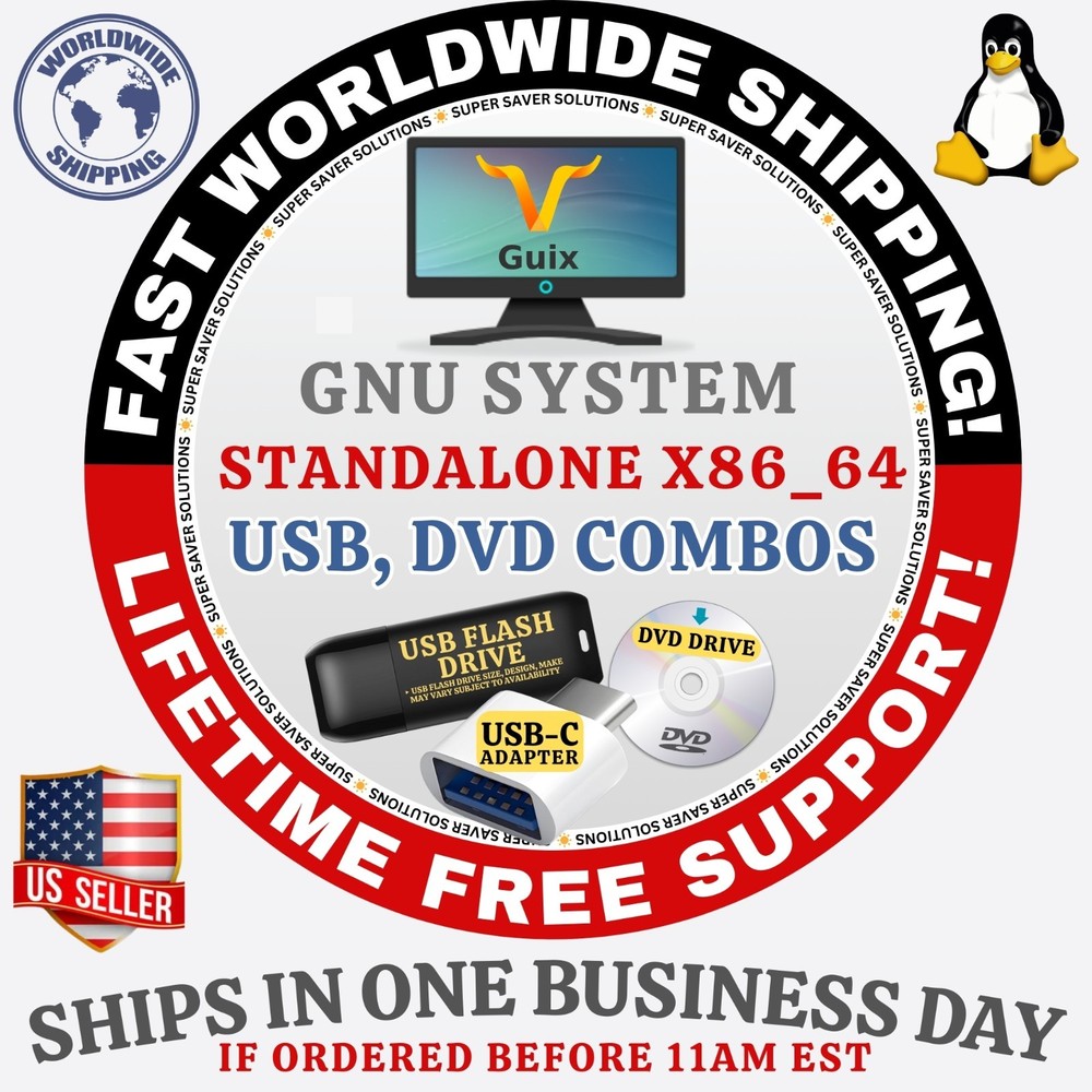 GNU GUIX LINUX OS | ALL LATEST ISO BUILDs | DVD, USB COMBOS | FAST SHIP