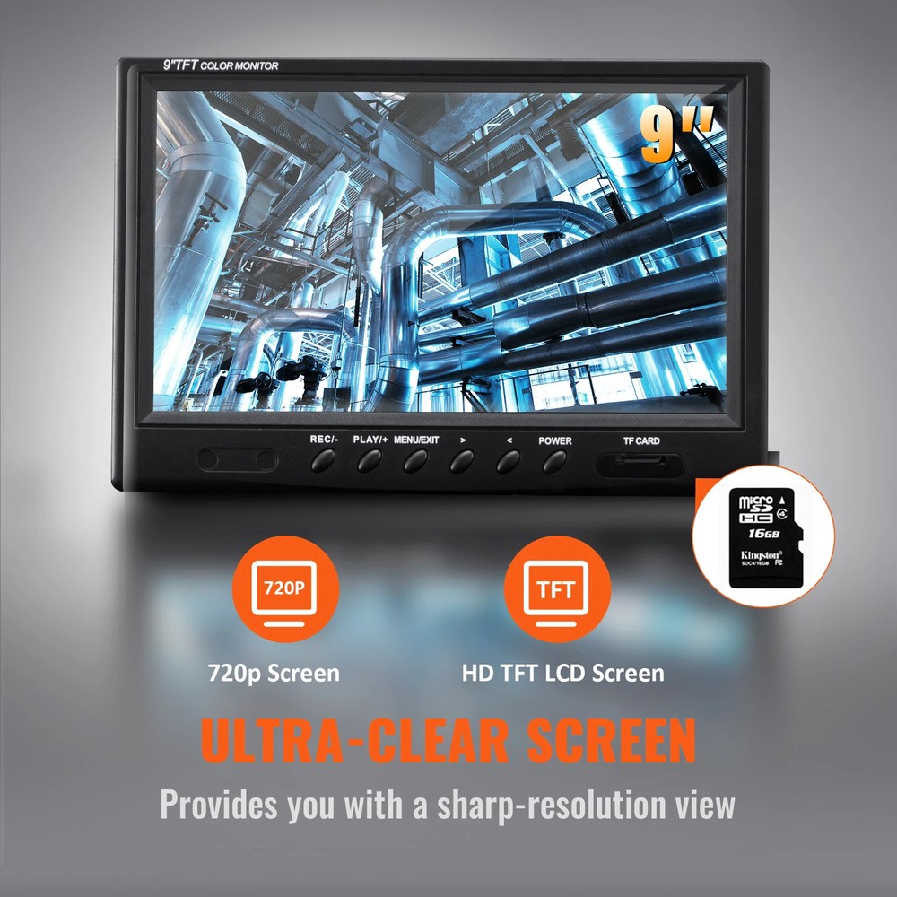 Sewer Camera 9" Screen Pipeline Inspection Camera w/ DVR Function Waterproof