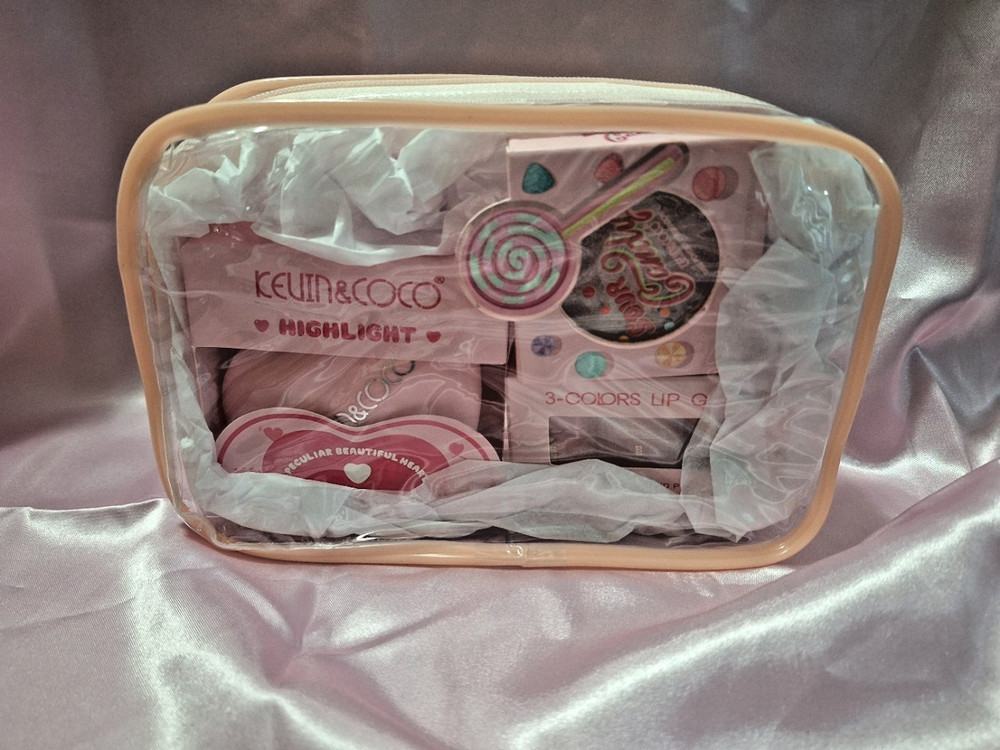 Highlighter Eyeshadow & Lipgloss Trio Cute Makeup Gift Bundle Kevin & Coco