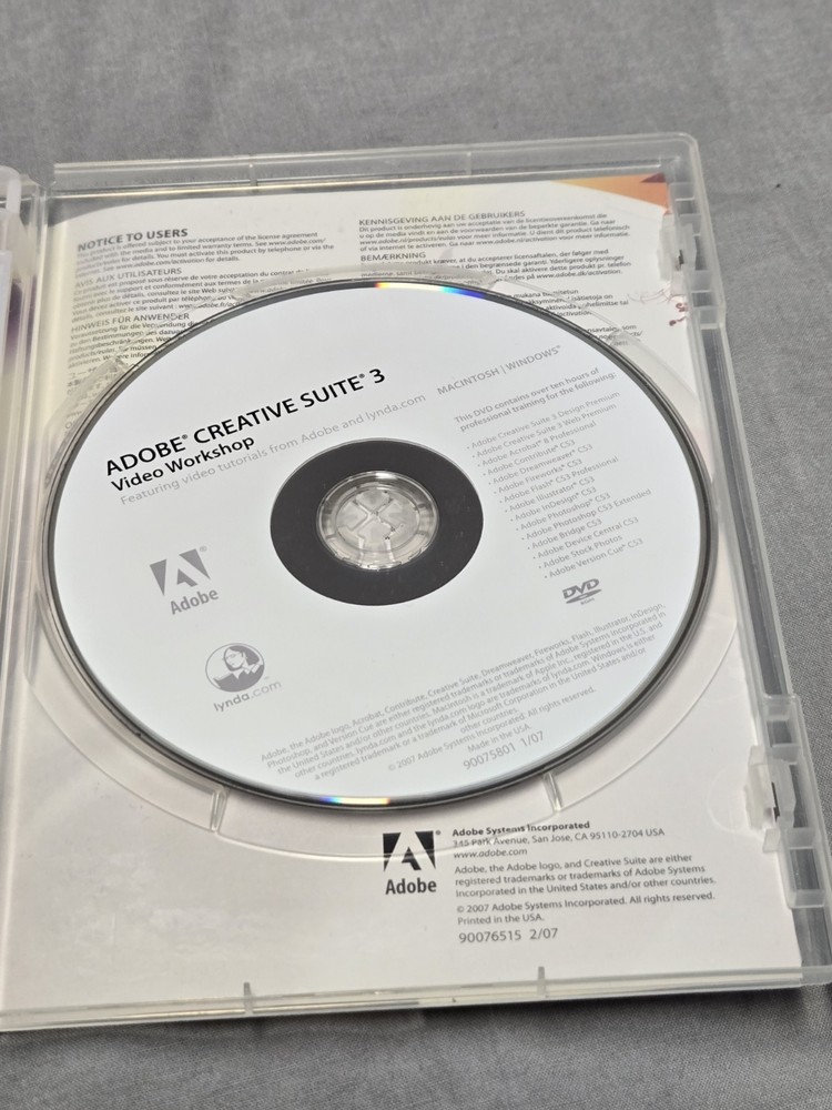 Adobe Creative Suite 3 Design Standard Macintosh Mac w Key Serial No.