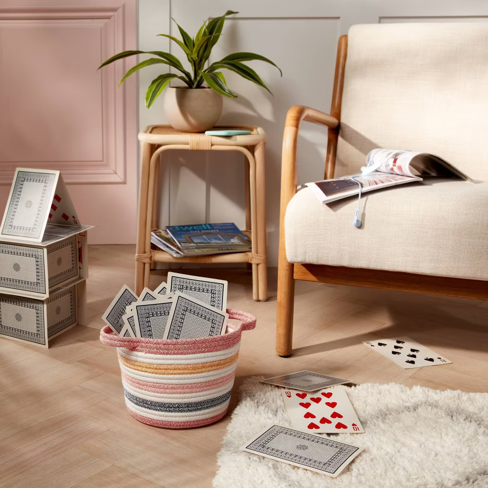 Medium Multi Stripe Coiled Rope Storage Bin - Pillowfort