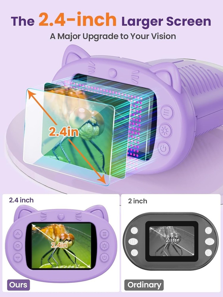Handheld 1000X Microscope for Kids - Educational Fun with 2.4 Inch Screen
