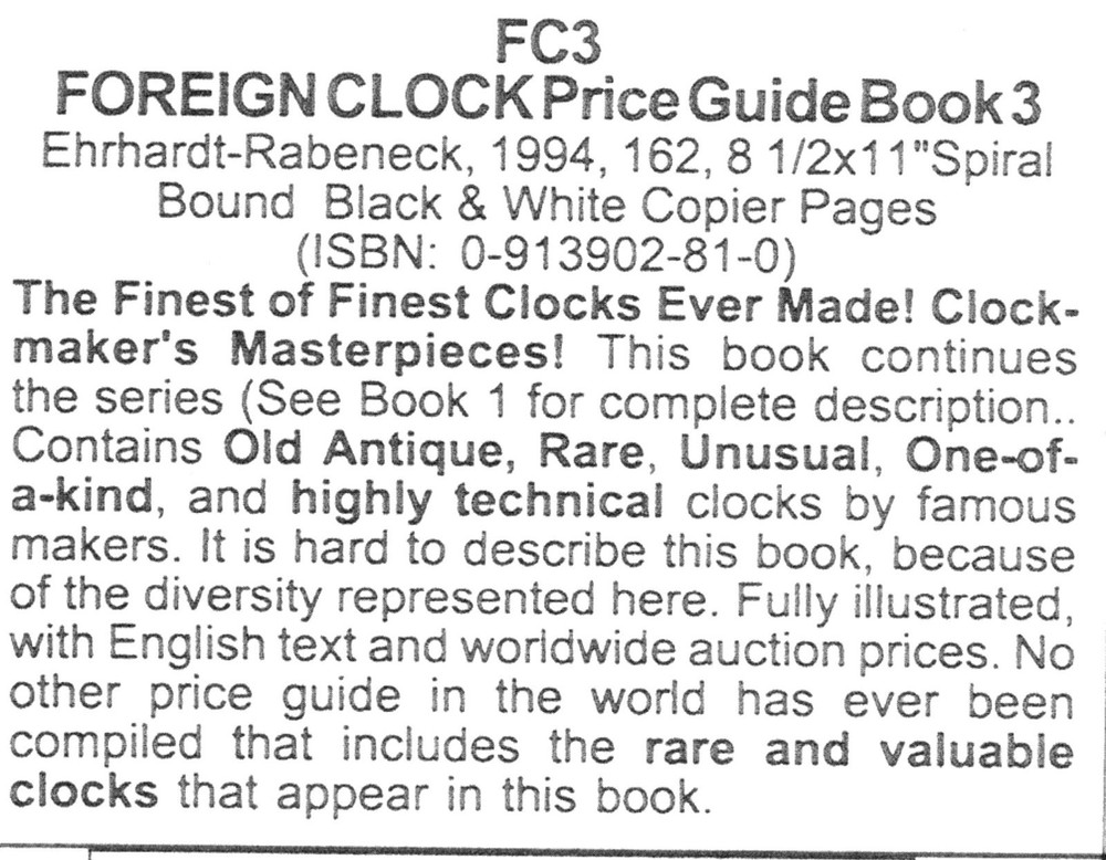 Roy Ehrhardt & Red Rabeneck Foreign Clock Identification & Price Guide Book 3