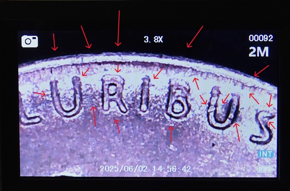 1949 D Penny Error Red Mint State Multi Error Double Die, Cracks Collar Filled D