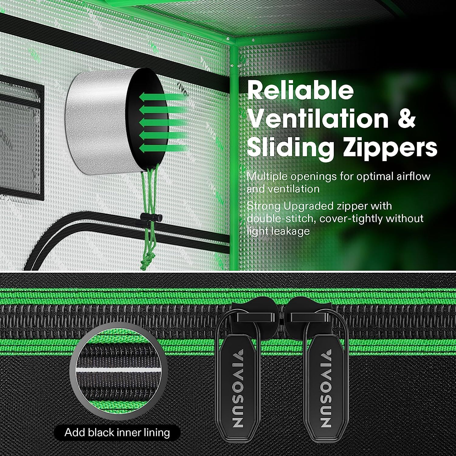 VIVOSUN 4x2ft Complete Grow Tent System 4" Inline Duct Fan VS2000 LED Grow Light