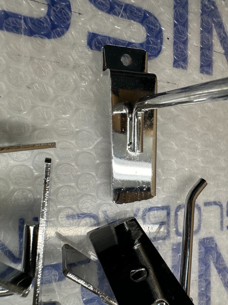 (44pcs) Slatwall Hooks Chrome 4"