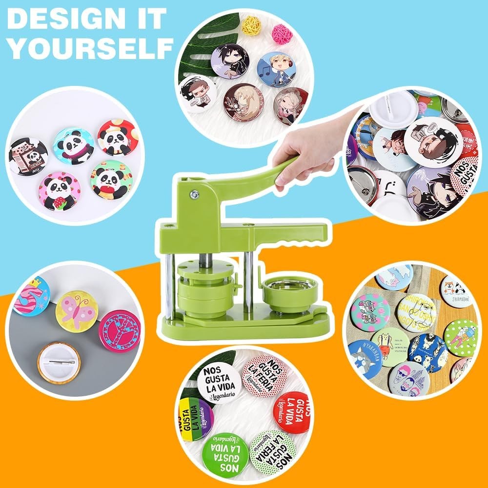 Button Maker Machine 58mm (2.25 in) Installation-Free, DIY Button Pin Maker M...