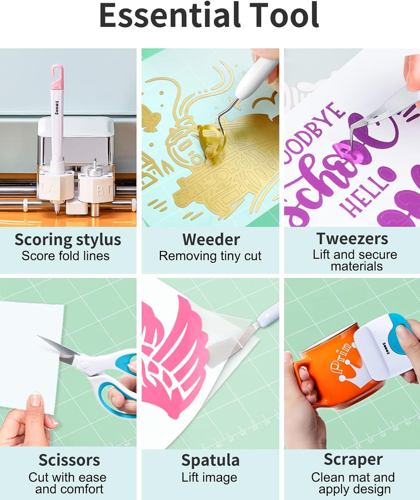 Weeding Tools for Vinyl, 6PCS Basic Tools Set, Precision Craft Vinyl Tool Kit, S