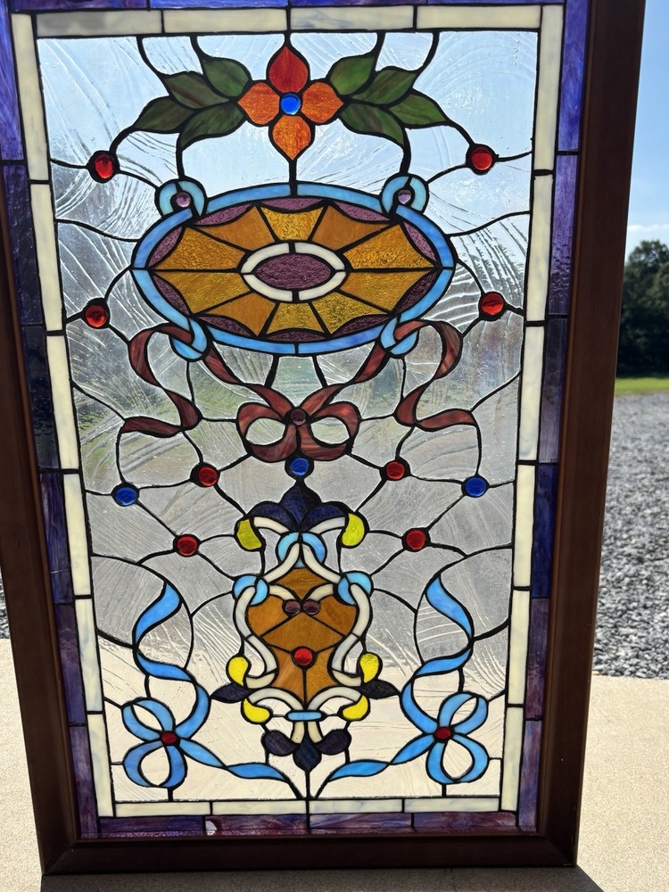 Stained Glass Panel Decorative Art Frame Victorian Design