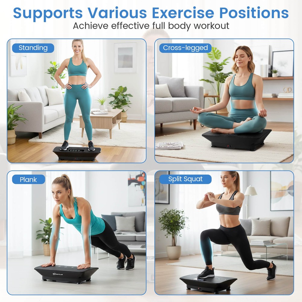 Vibration Plate Exercise Machine w/ Gravity Sensor, Remote Control, Bluetooth