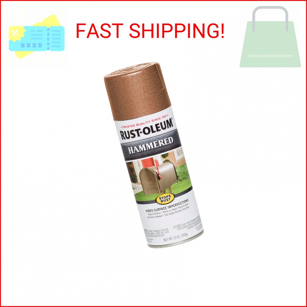 Rust-Oleum 210849 Stops Rust Hammered Spray Paint, 12 oz, Copper