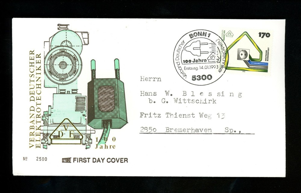 Postal History Germany FDC #1774 German Electrical engineers 1993