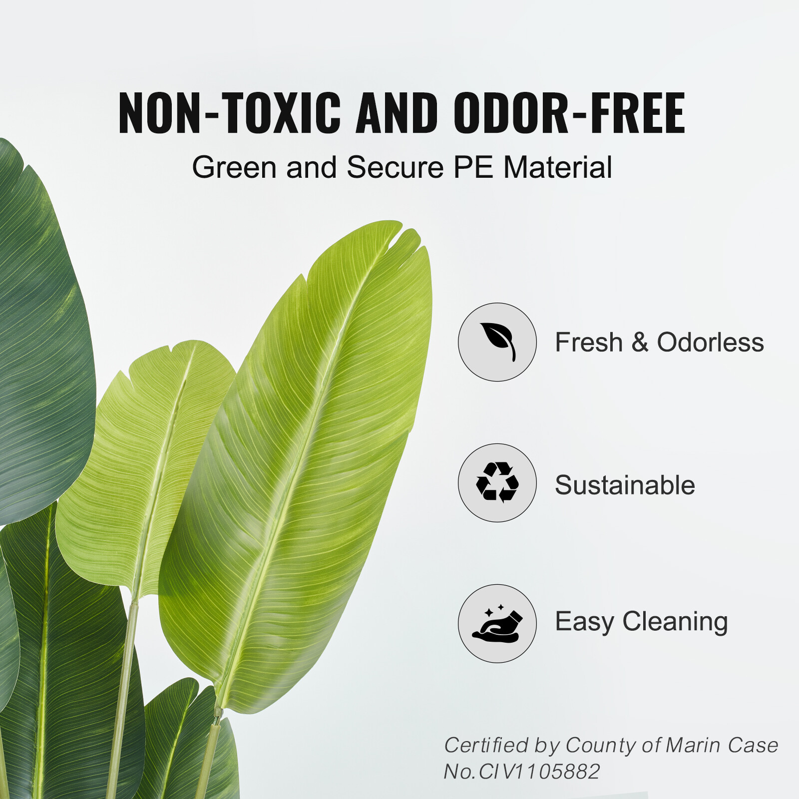 Bird Of Paradise 5ft Tall Fake Palm Tree Artificial Faux Silk Plant in Pot Decor