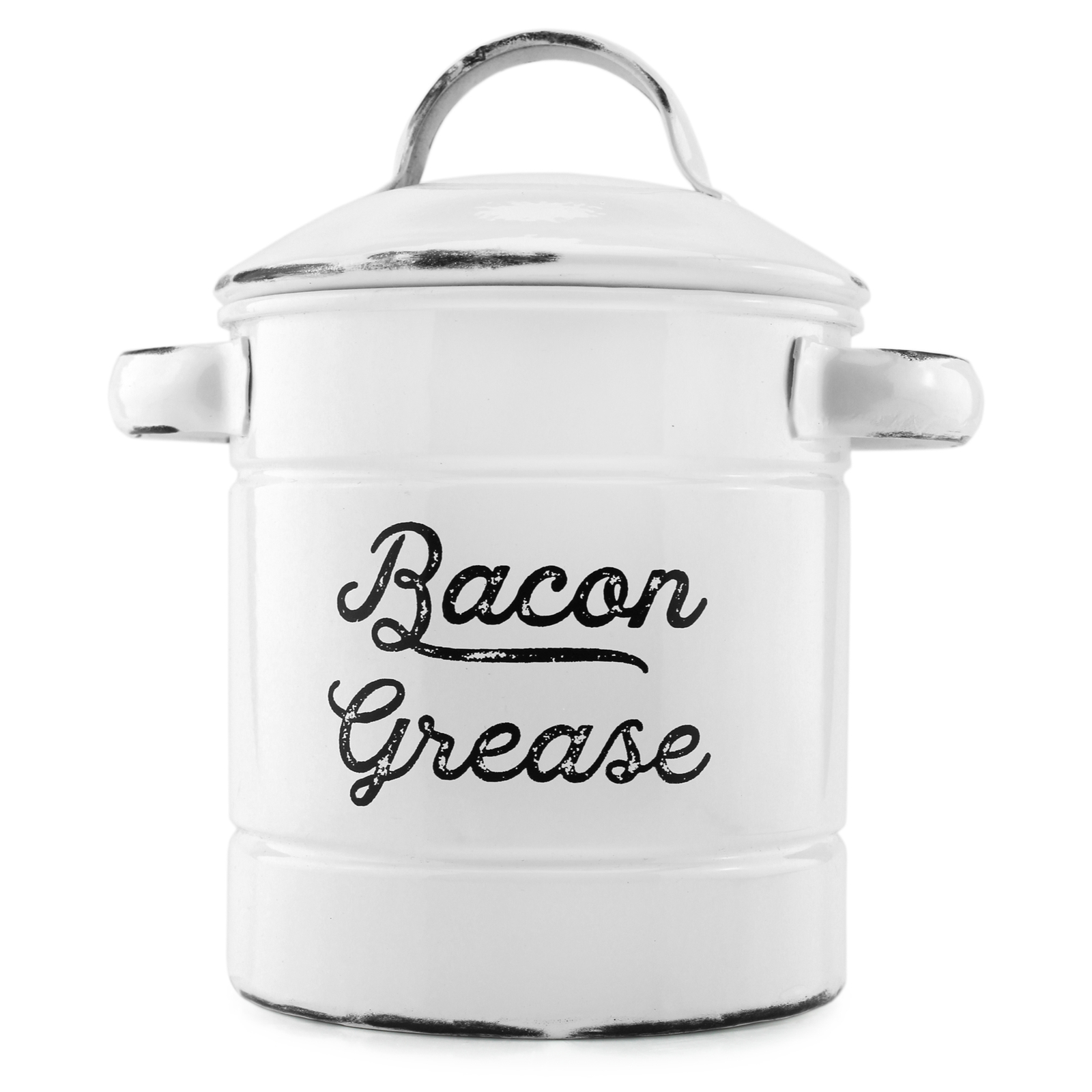 White Enamel Grease Bacon Grease Container w/Strainer Farmhouse, Keto-Friendly