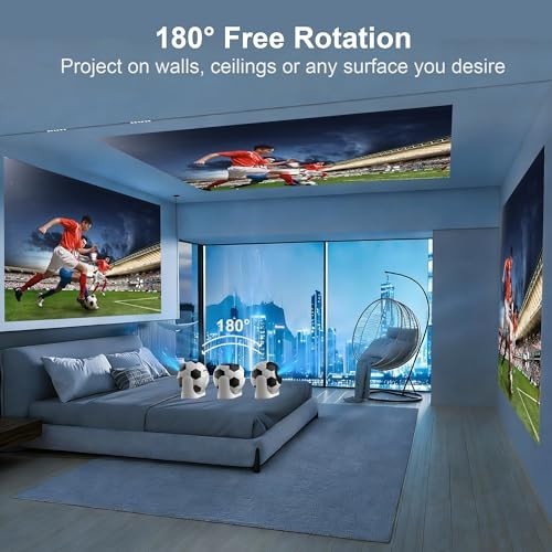 Portable Mini Projector, WiFi & Bluetooth, 4K Support, 180° Rotation, Auto Focus