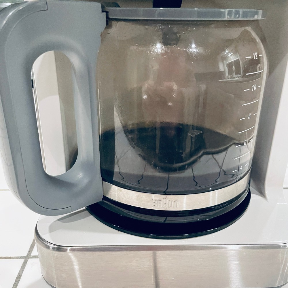 Braun 12 Cup Programmable Coffee Maker Carafe Type 3107 Stainless White Tested