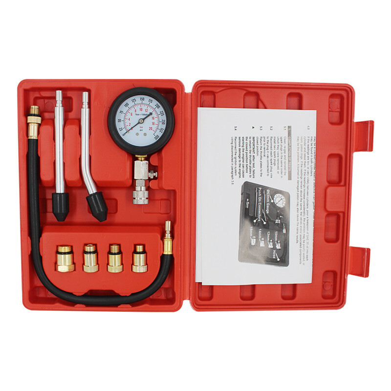 Car Petro Engine Cylinder Compression Tester Pressure Gauge Test Diagnostic Tool