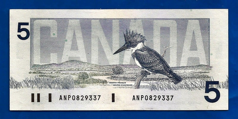 1986 CANADA five 5 DOLLAR BILL NOTE prefix ANP high AU-UNC