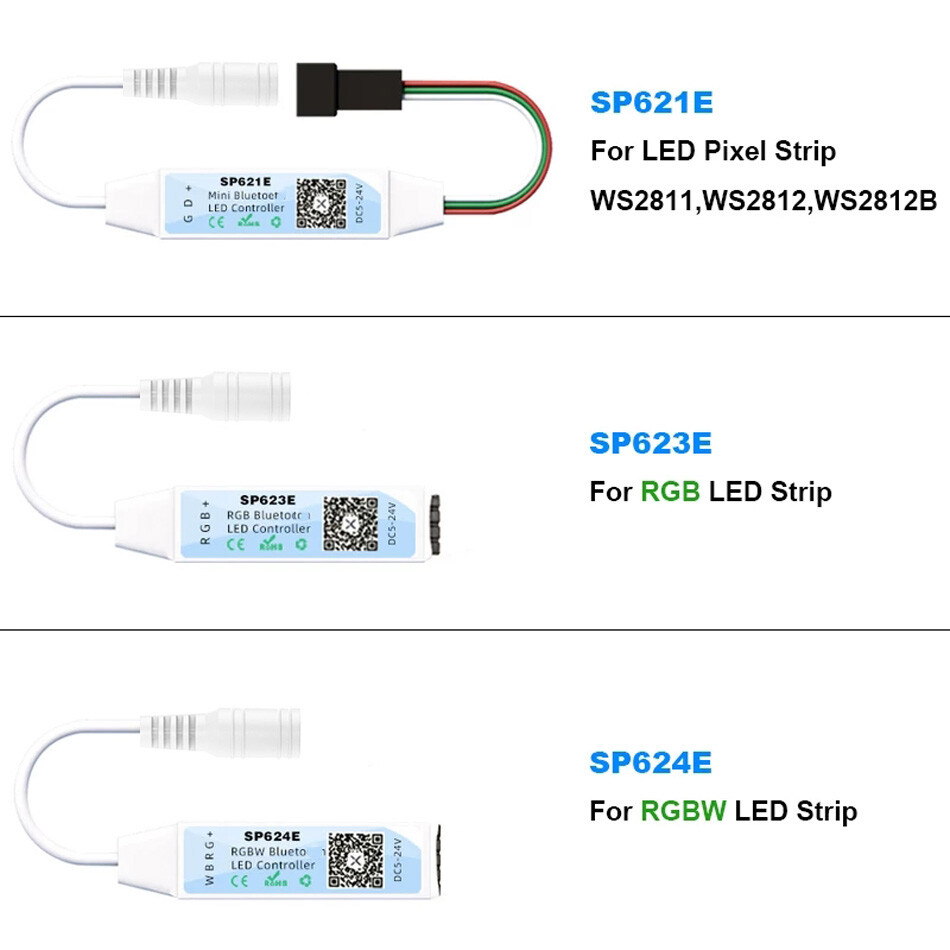 WS2812 RGB LED Strip Smart APP Controller SP623E SP621E Bluetooth-compatible