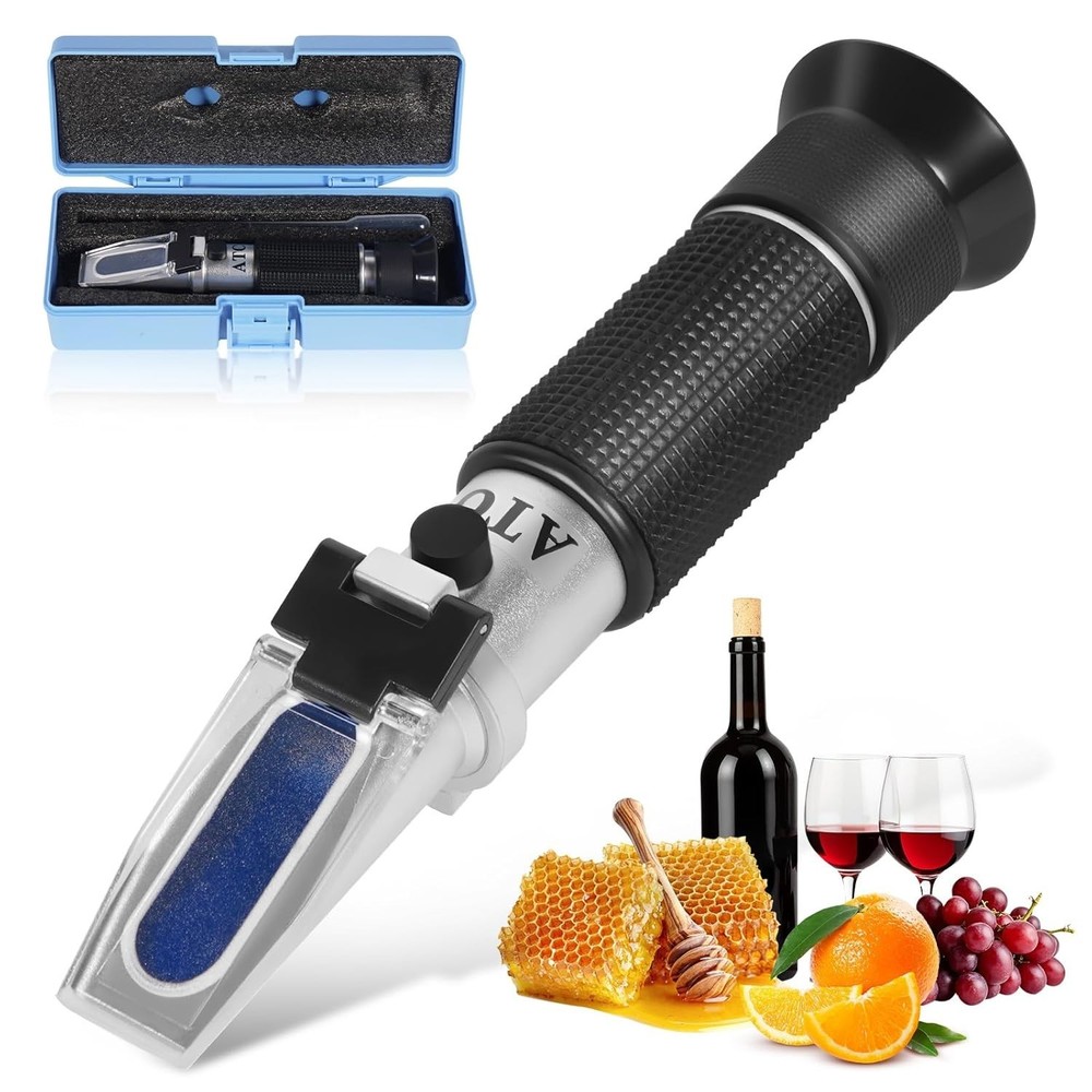 Brix Refractometer with ATC Dual Scale Specific Gravity Hydrometer for Wine Maki