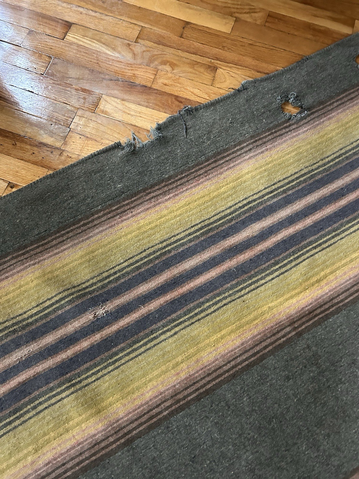 Antique Vintage Wool Horse Blanket Leather Strap Buckle Primitive Equestrian