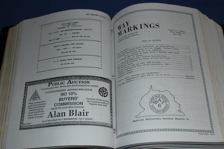 Way Markings Virginia Postal History Journal 4" binder 1984 2009 BlueLakeStamps