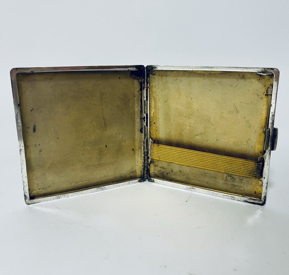 Antique Art Deco Solid Sterling Silver Cigarette Case 1932