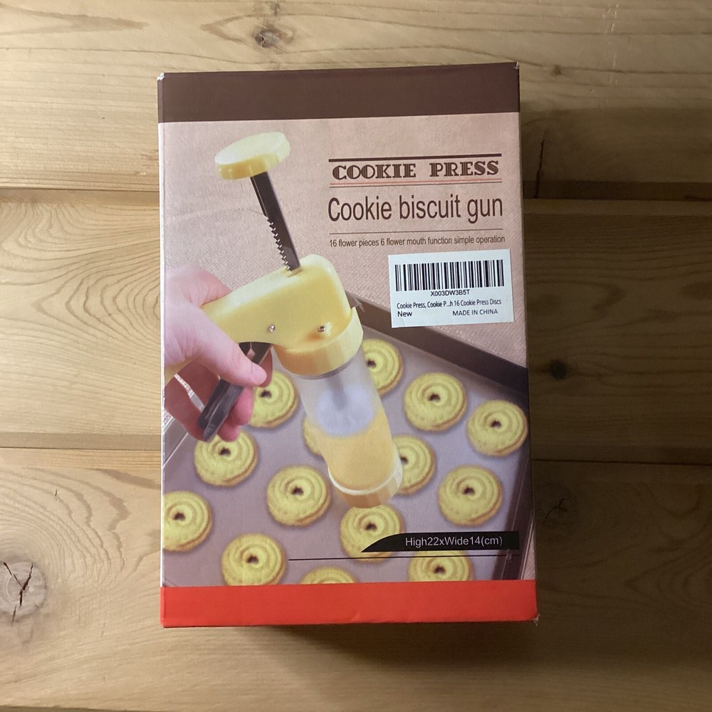 COOKIE PRESS COOKIE BISCUIT GUN 16 Pieces￼ Biscuit￼ Decorating￼ Baking￼