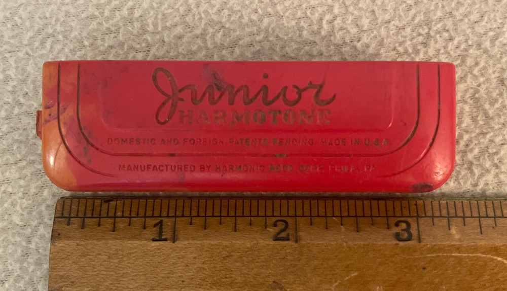 Vintage Hard Plastic Junior Harmotone Harmonica Harmonic Reed Old Toy