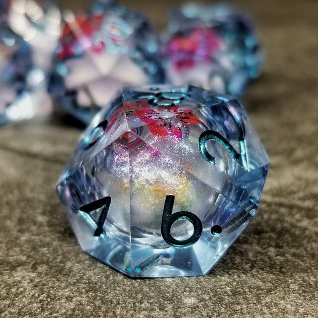 Sage's Flowered Souls Liquid Core Sharp Edge Resin Dice Set