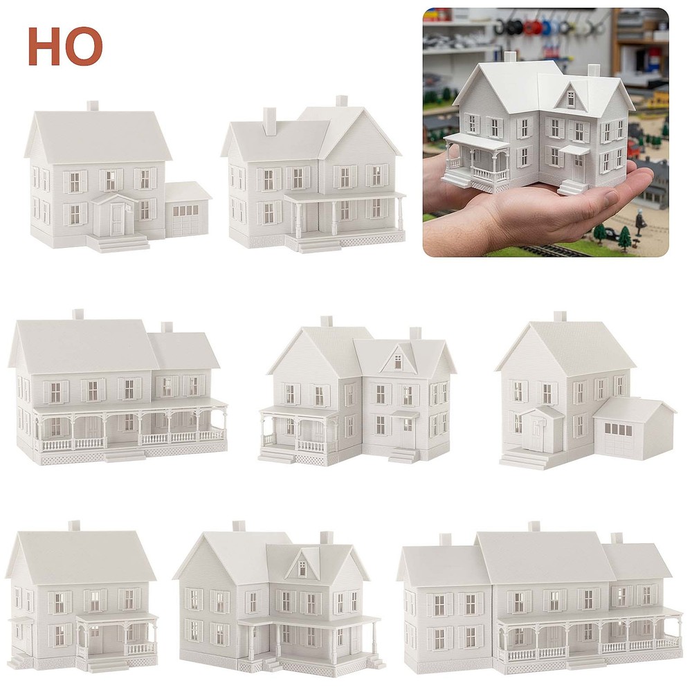 HO Scale 1:87 Model Dwelling House Kit White Unassembled Architectural Building