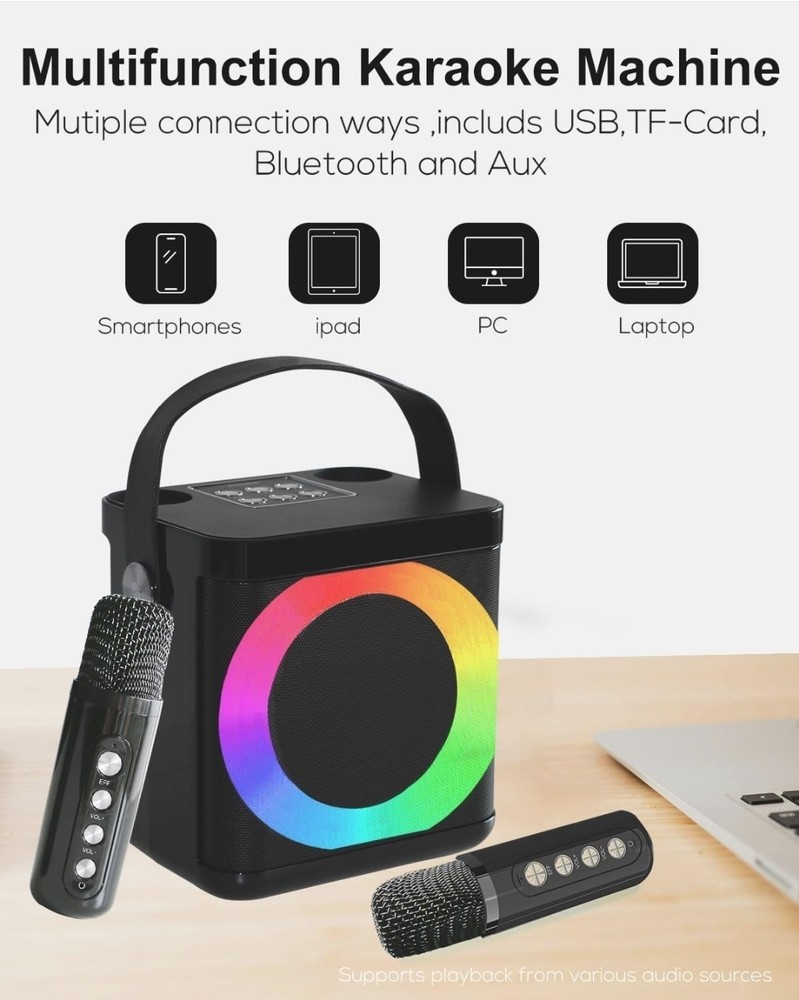 Bluetooth Karaoke Speaker with Two Wireless Microphones