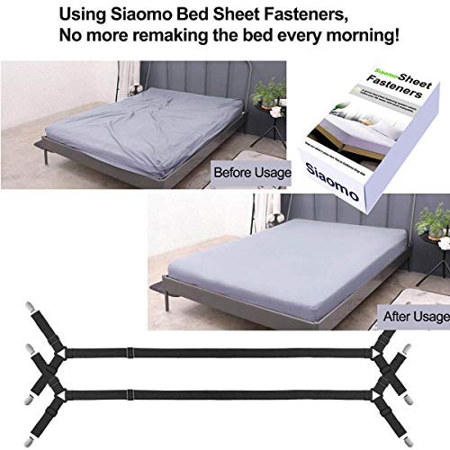 Bed Sheet Holder Straps - Sheet Straps Adjustable Bed Sheet Black 2pcs Set