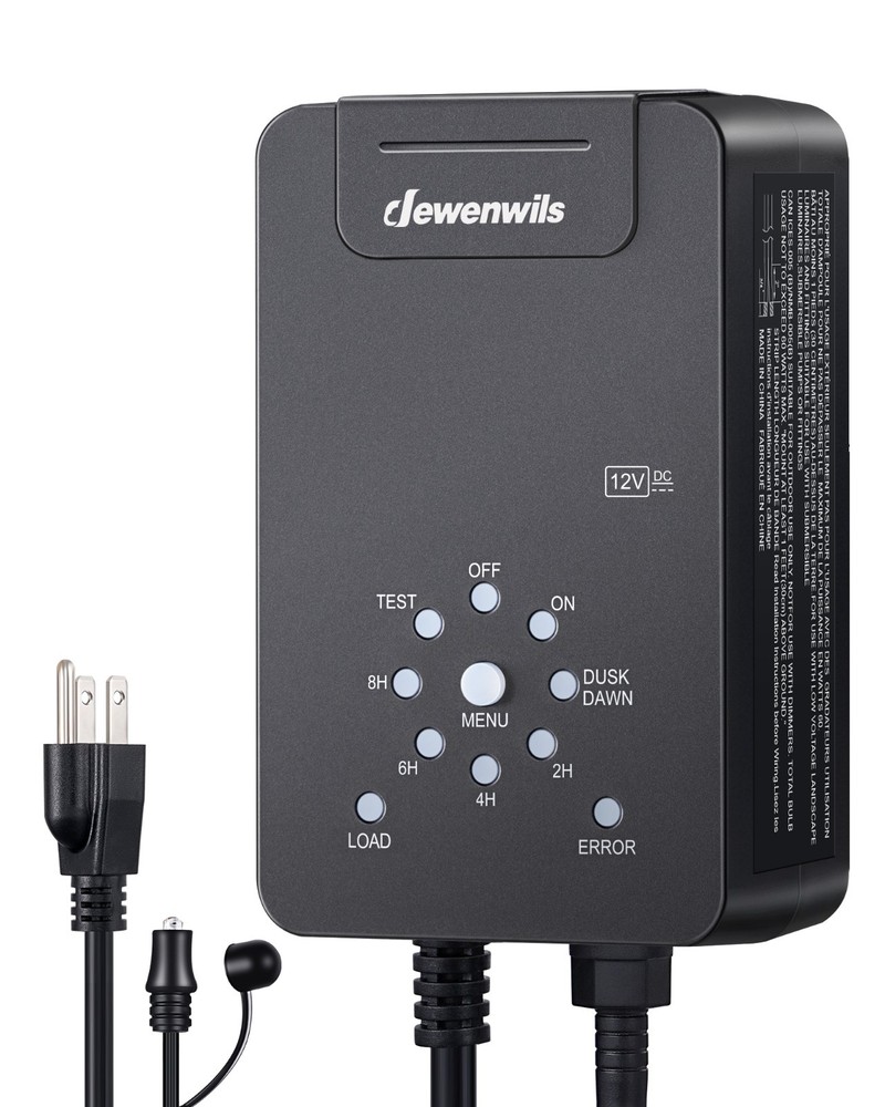 DEWENWILS 60W Low Voltage Transformer, 120V AC to 12V DC, Countdown Timer