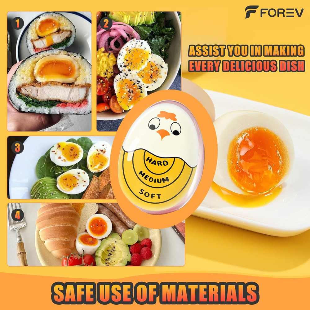 FOREV Egg Timer for Hard Boiled Eggs Soft Boiled Color Changing Indicator Tells