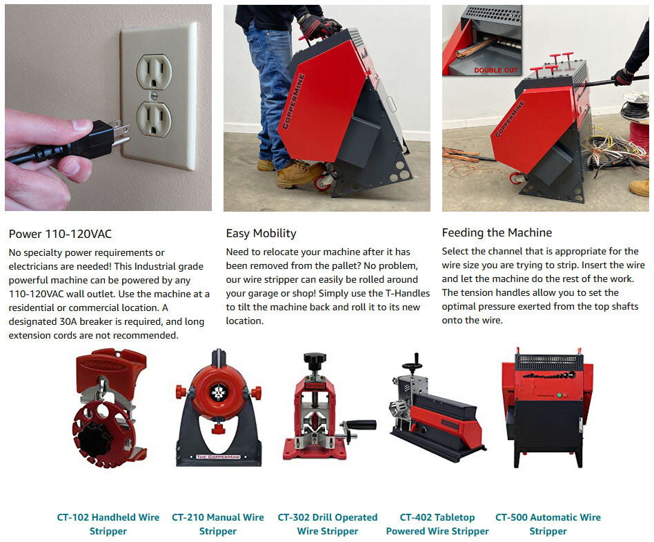 CopperMine AUTOMATIC Copper Wire Stripping Machine Powered Cable Wire Stripper
