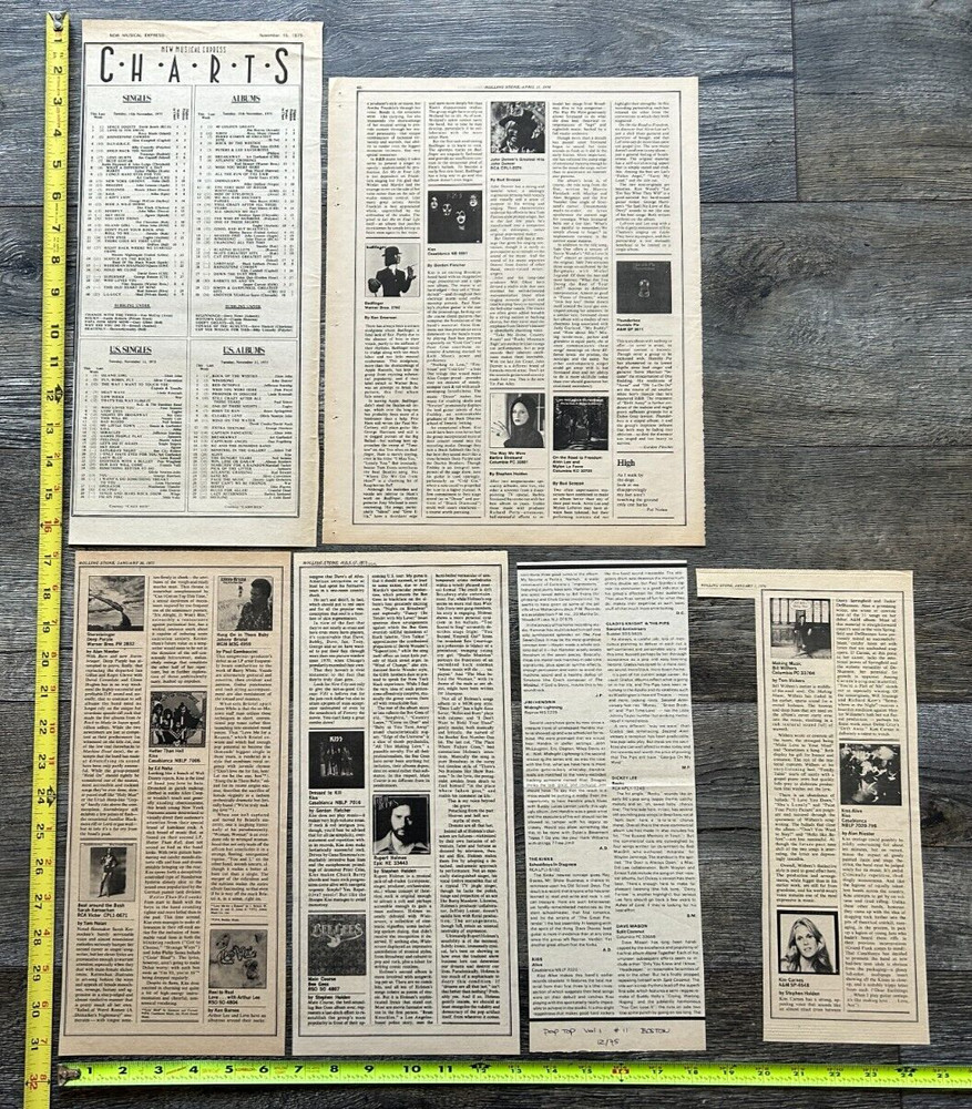 KISS Album Clippings Debut Hotter Dressed Alive 1974 1975 Vintage Kiss Aucoin