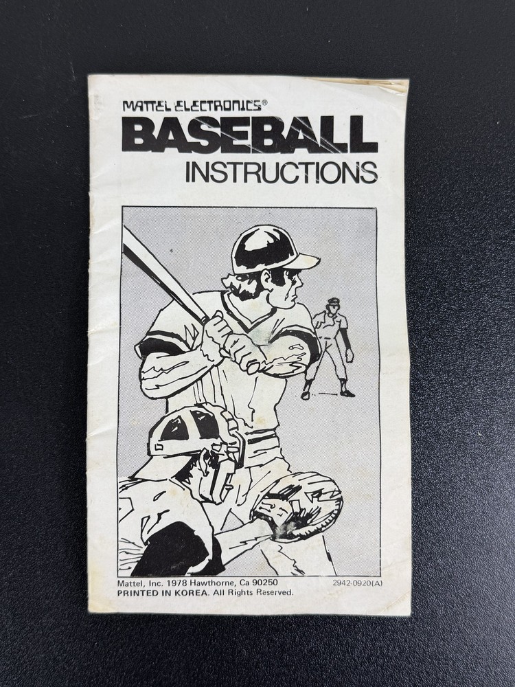 VINTAGE Mattel Electronics Baseball Handheld Game 1978 w/ Box & Instructions