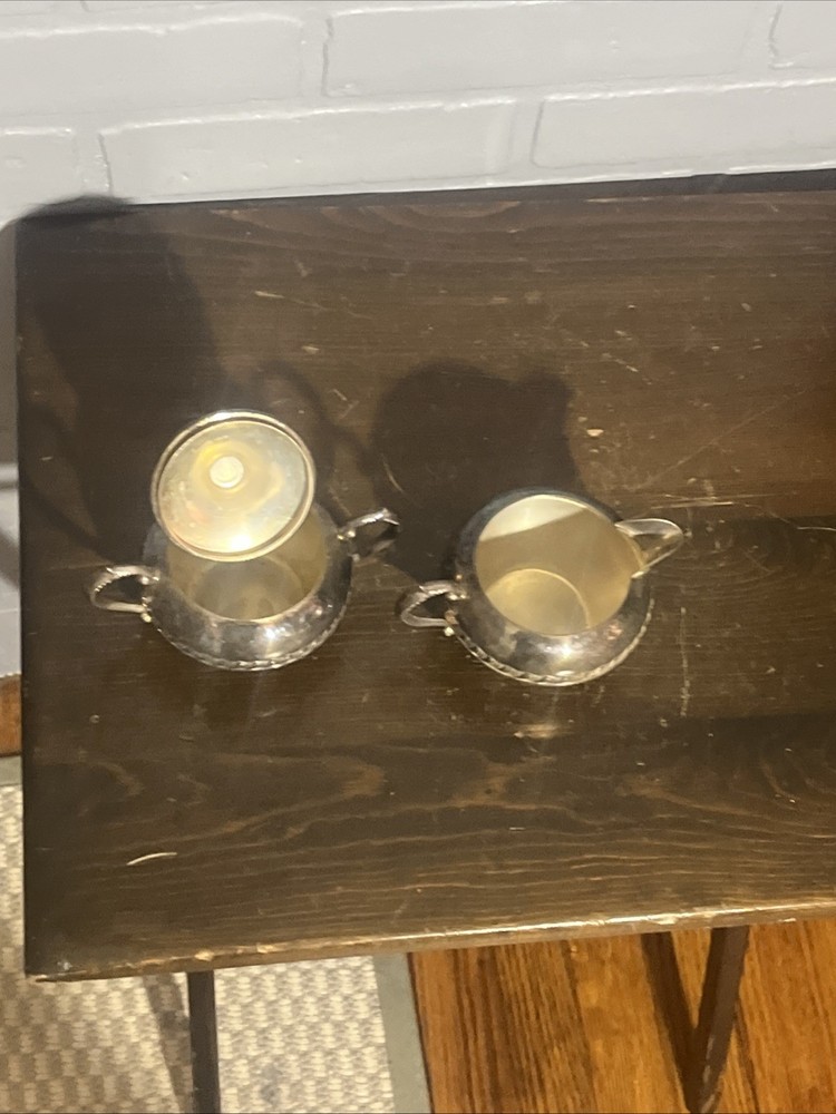 silver-plated sugar and creamer set